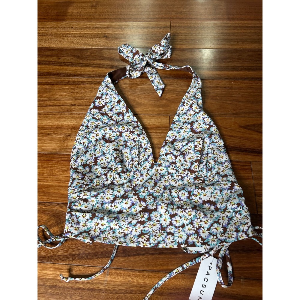 L.A. Hearts retro Floral‎ Halter Top Tie Back Zipper